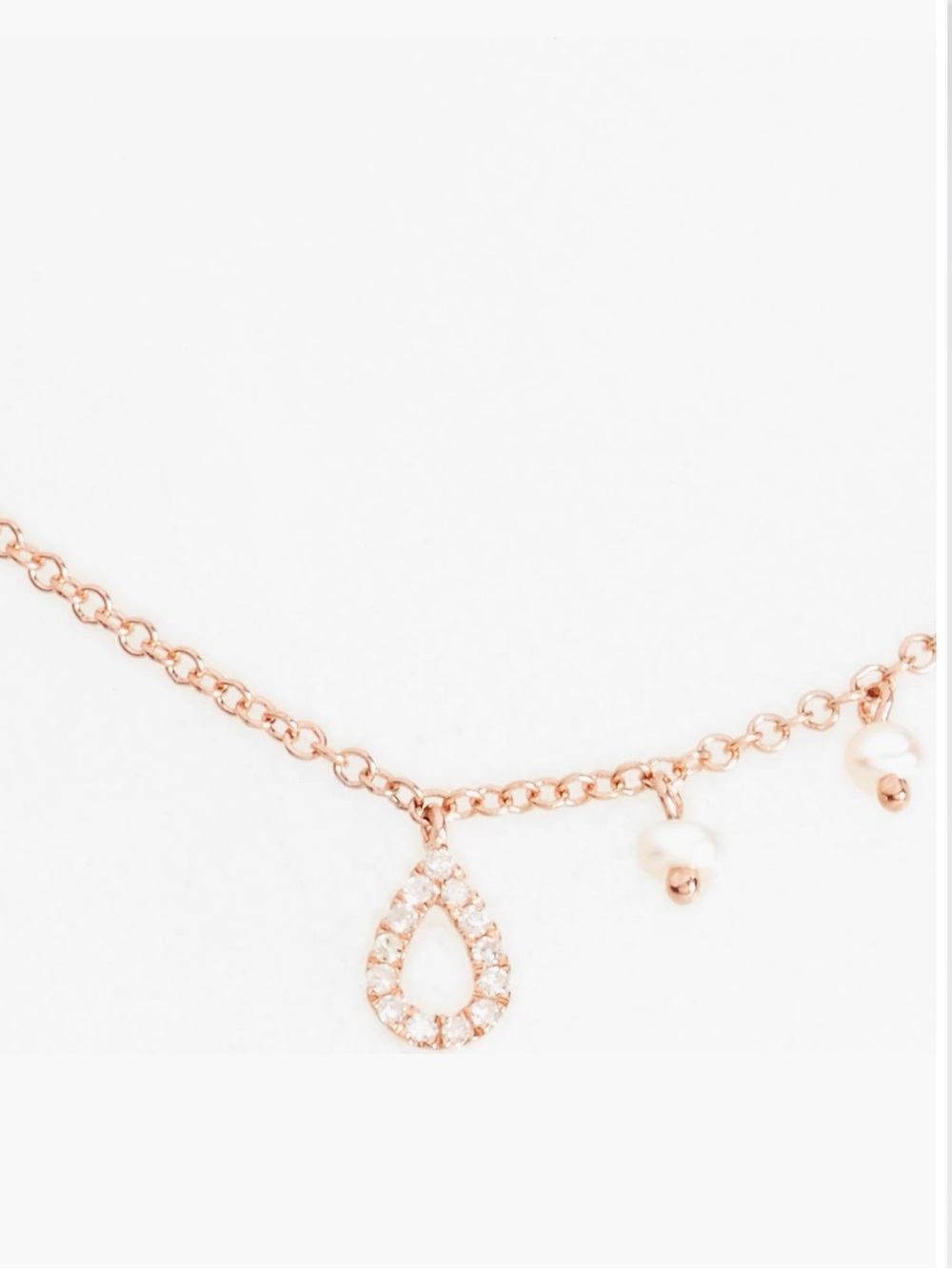 Meira T 14k Rose Gold Plate Diamond Teardrop Charm Collar Necklace